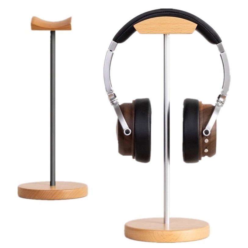 Headphone Stand Desk - Penyangga Headphone Kayu Walnut Hitam &