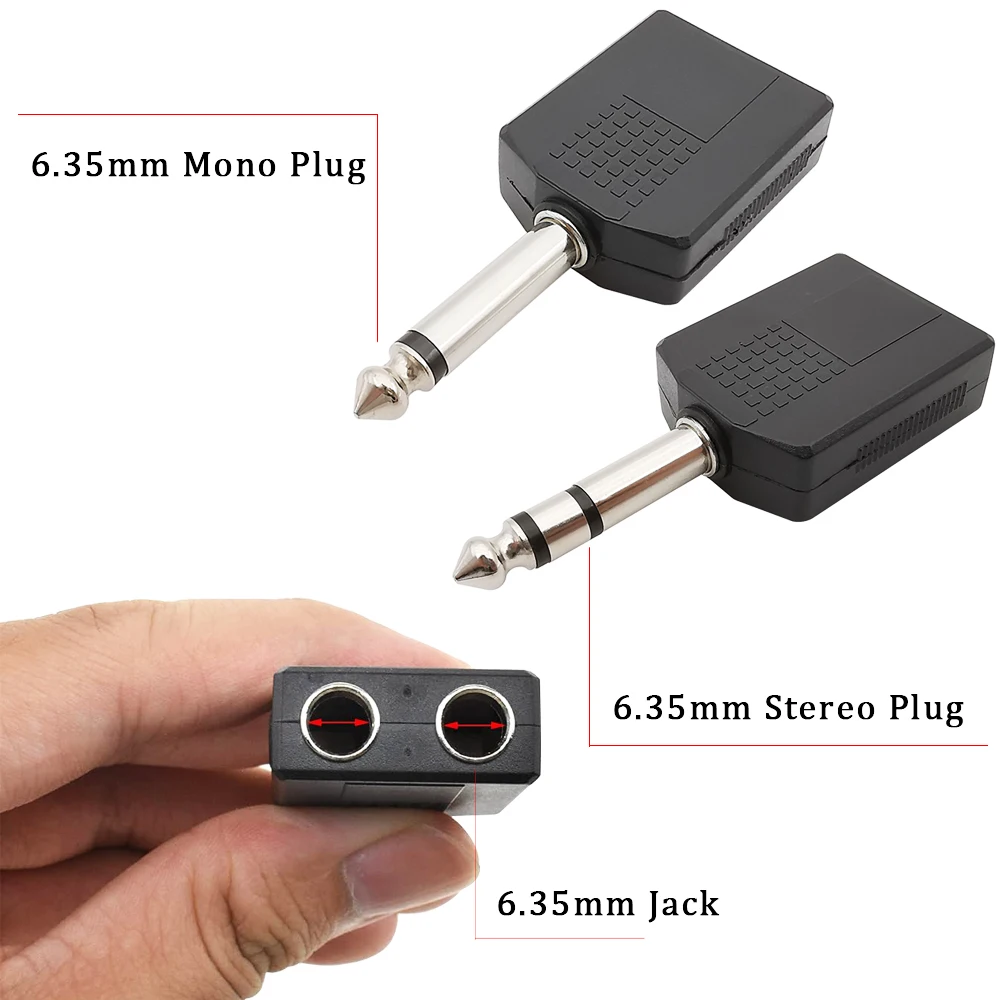 2 buah 1/4 inci TS Mono TRS ad - Earphone Splitter Jack ulasan dan harga
