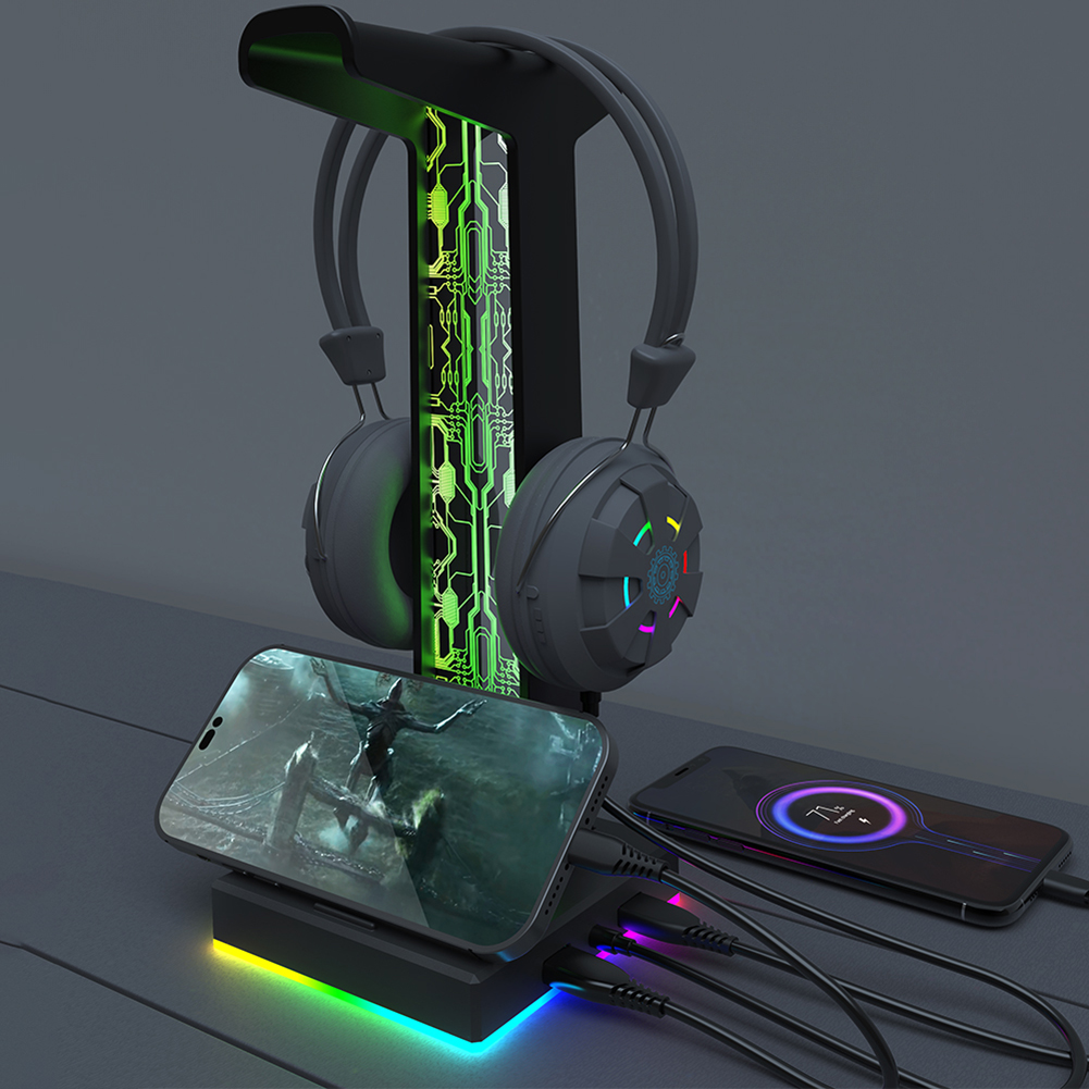RGB Headphone Gaming, dudukan  - Headphone Stand Desk ulasan dan harga