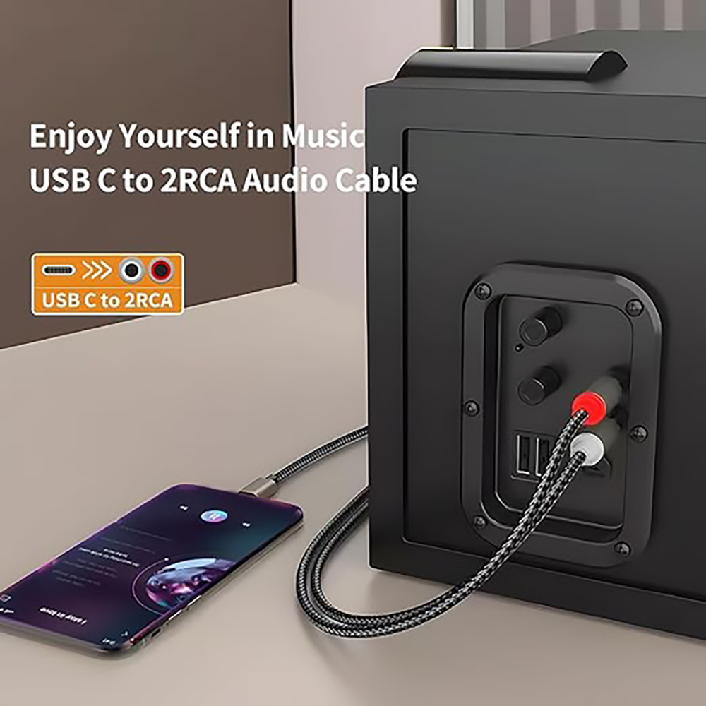 Kabel Audio USB C Ke 2 RCA, Ti - Earphone Splitter Jack ulasan dan harga